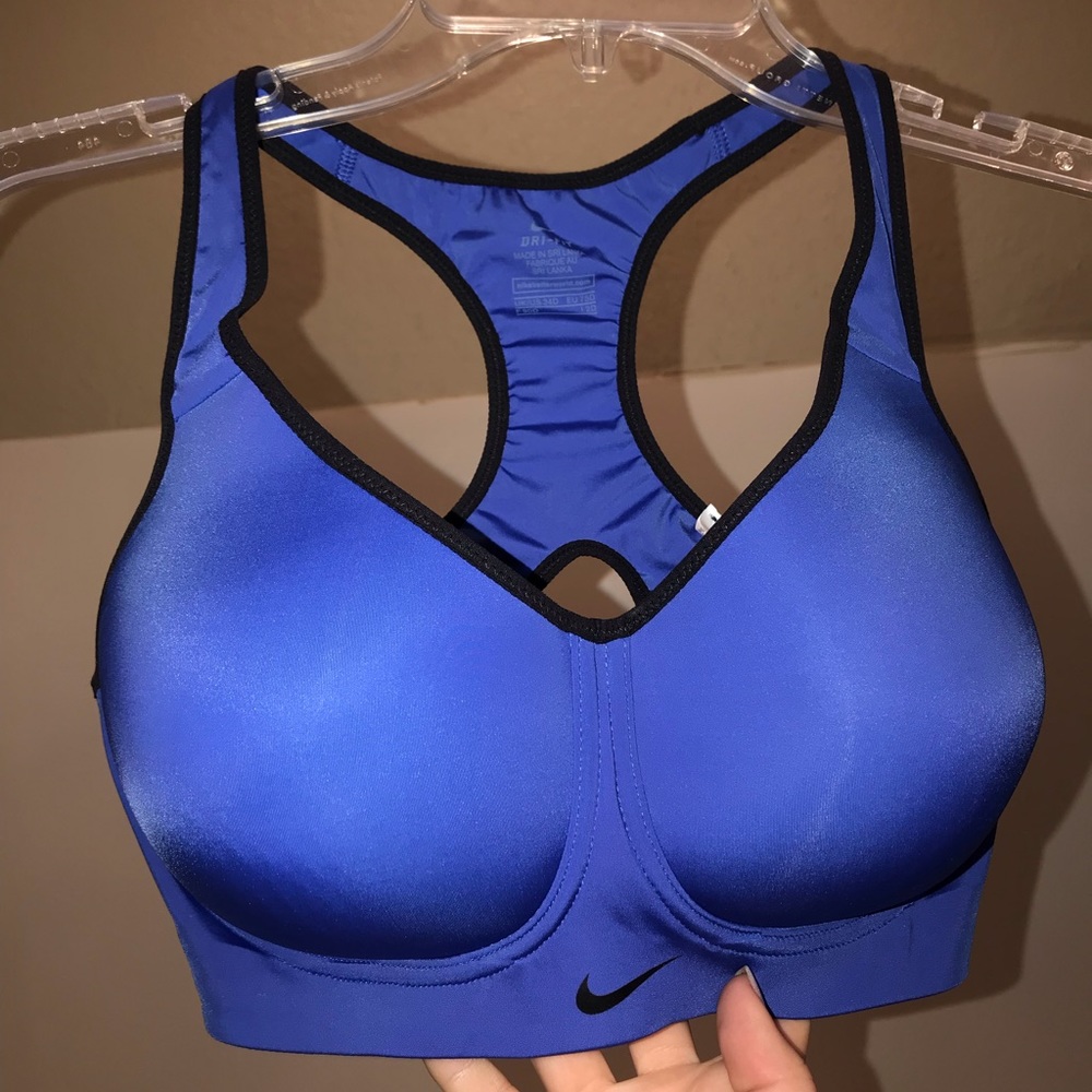Blue Nike dri-fit full support sports bra